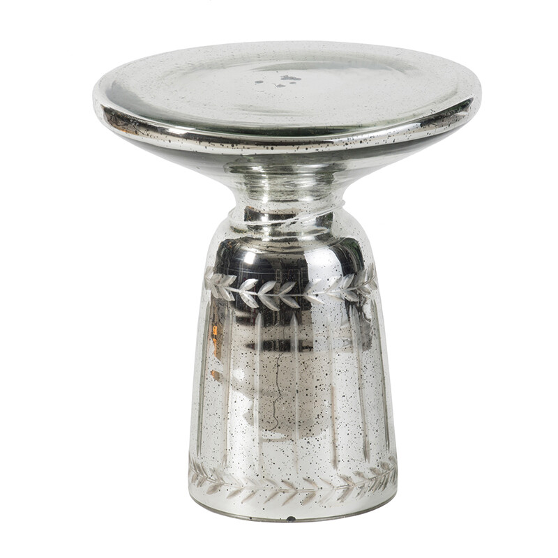 Приставной столик круглый стеклянный серебро 35 см Sevica - изображение 2