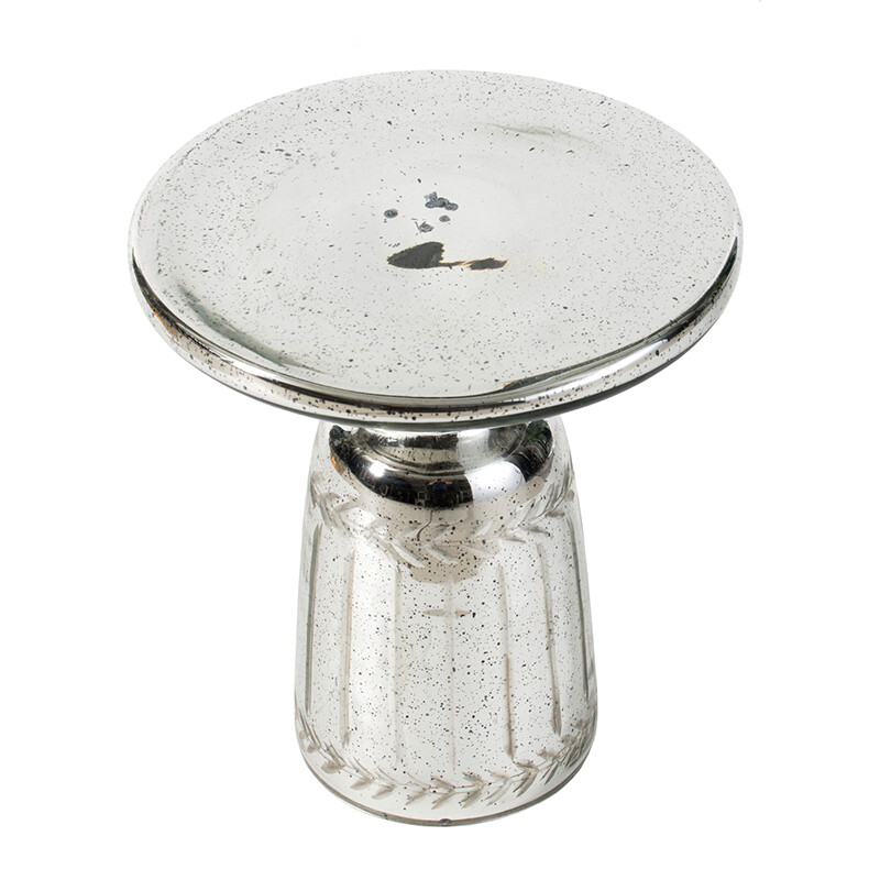 Приставной столик круглый стеклянный серебро 35 см Sevica - изображение 3