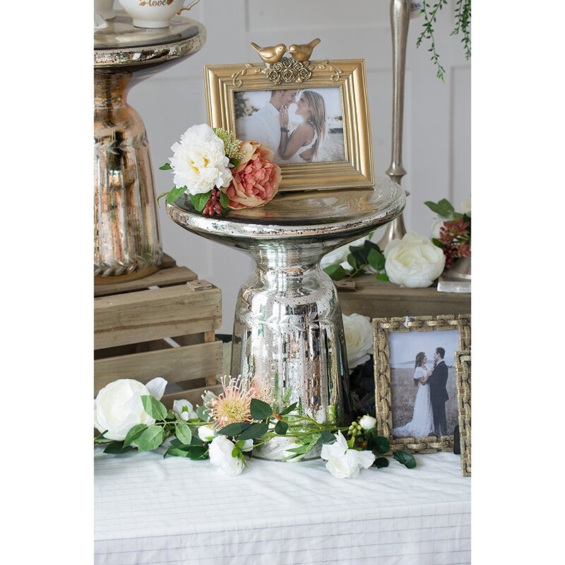 Приставной столик круглый стеклянный серебро 35 см Sevica - изображение 8