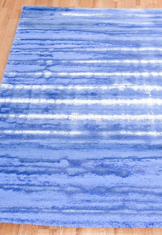 Ковер прямоугольный 200х290 см синий с белыми полосками Bien 8715B