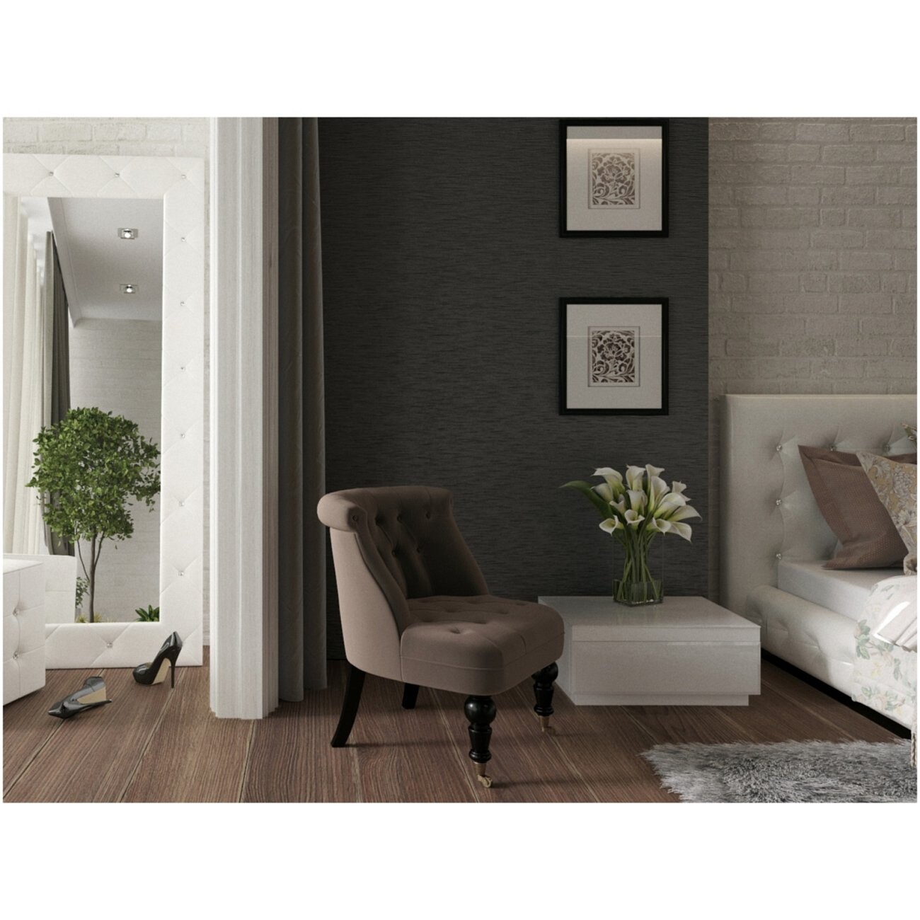 Прикроватная тумбочка белая 59х46 см стекло белое Kristal - изображение 2