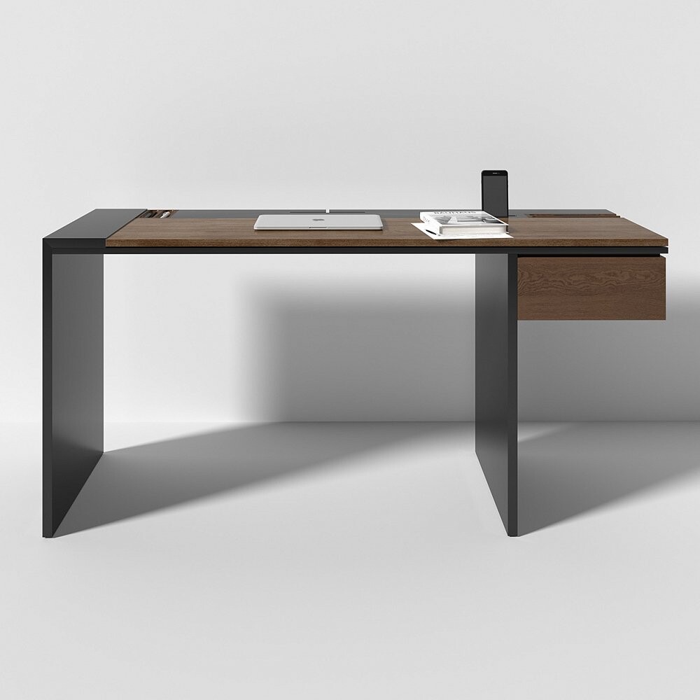 Письменный деревянный стол черный 160 см Mak