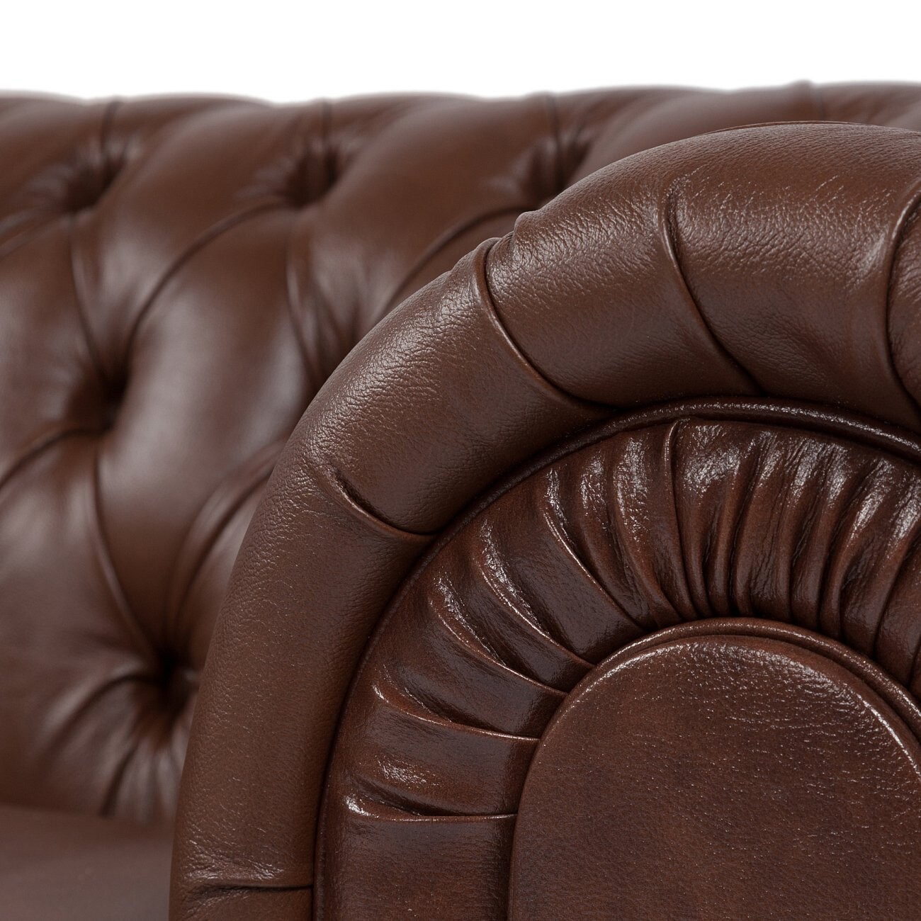 Диван Честерфилд прямой коричневый - изображение 3