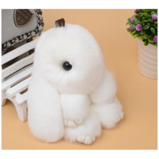 Меховой Зайка Брелок Белый - изображение 2