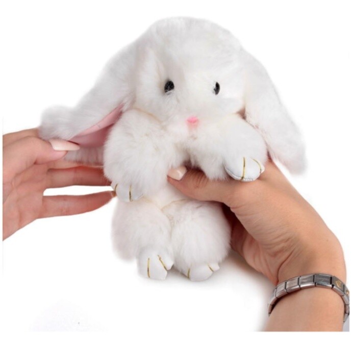 Меховой Зайка Брелок Белый - изображение 3