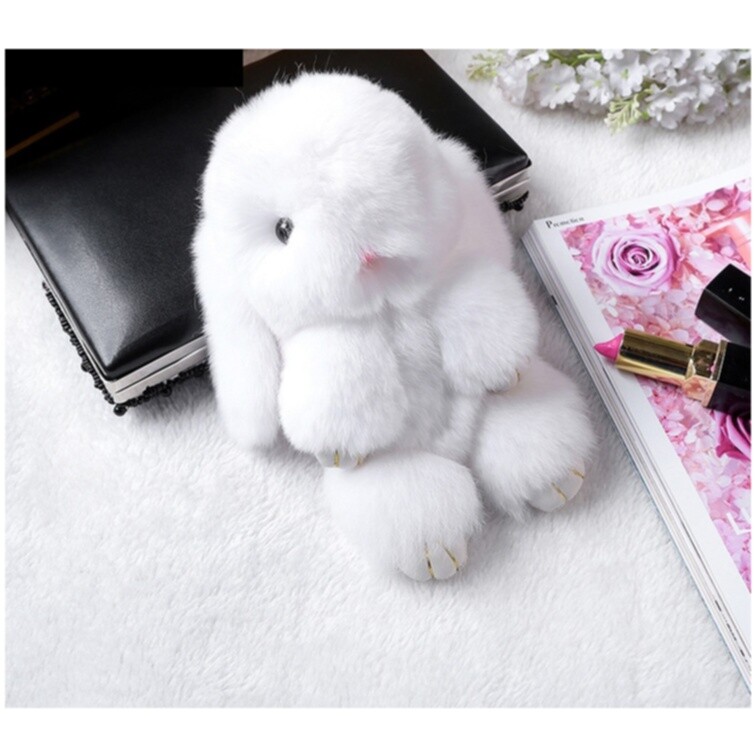 Меховой Зайка Брелок Белый - изображение 5