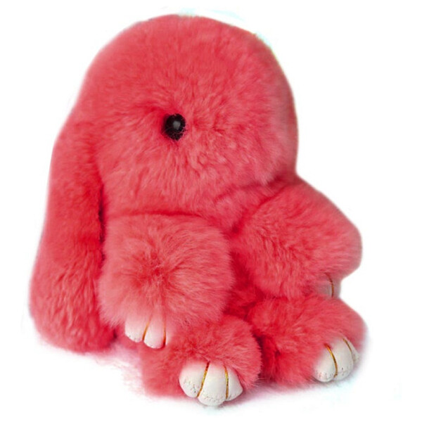 Меховой Зайка Брелок Розовый - изображение 1