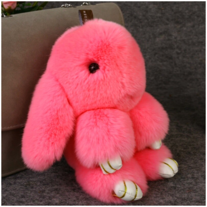 Меховой Зайка Брелок Розовый - изображение 2