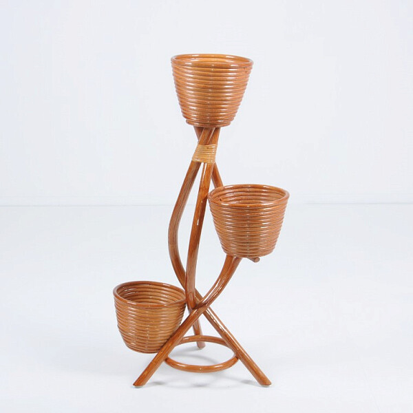 Цветочница круглая с 3 подставками 87х50 см коньяк Calamus Rotan - изображение 1