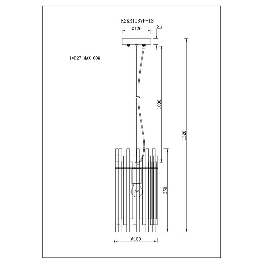 Светильник подвесной серебристый 18х35 см K2KR1137P-1S - изображение 3