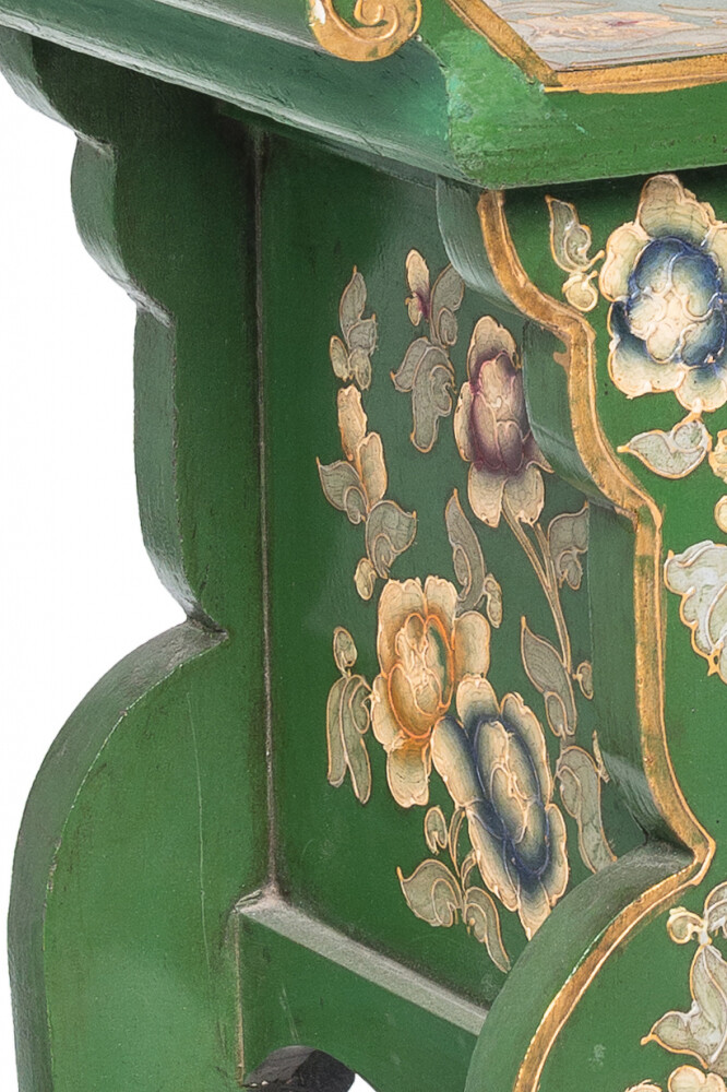 Приставной столик с ящиками зеленый расписной "Сян-ань"