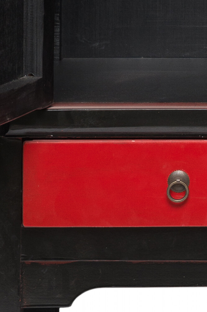 Шкаф распашной с ящиками черно-красный "Инь-Ян"