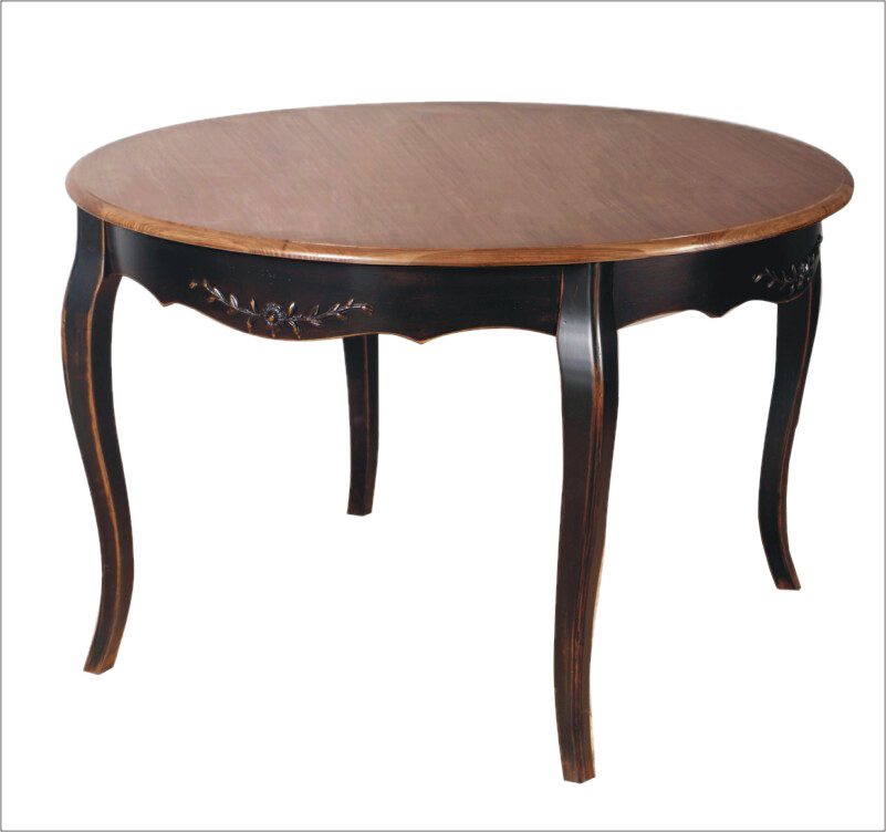 Обеденный стол круглый с гнутыми ножками 90 см темный шоколад