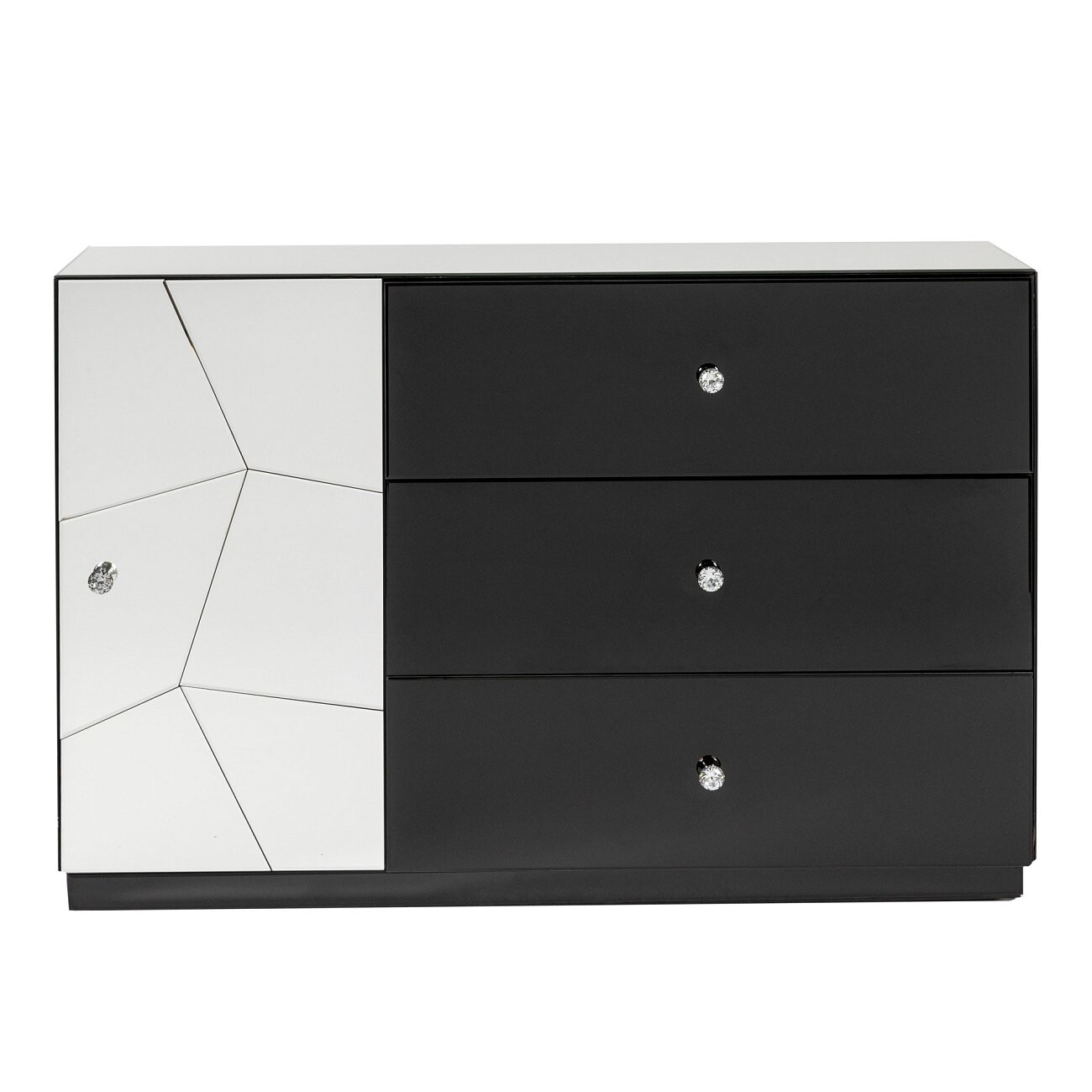 Комод с ящиками черный с зеркальными вставками - изображение 2