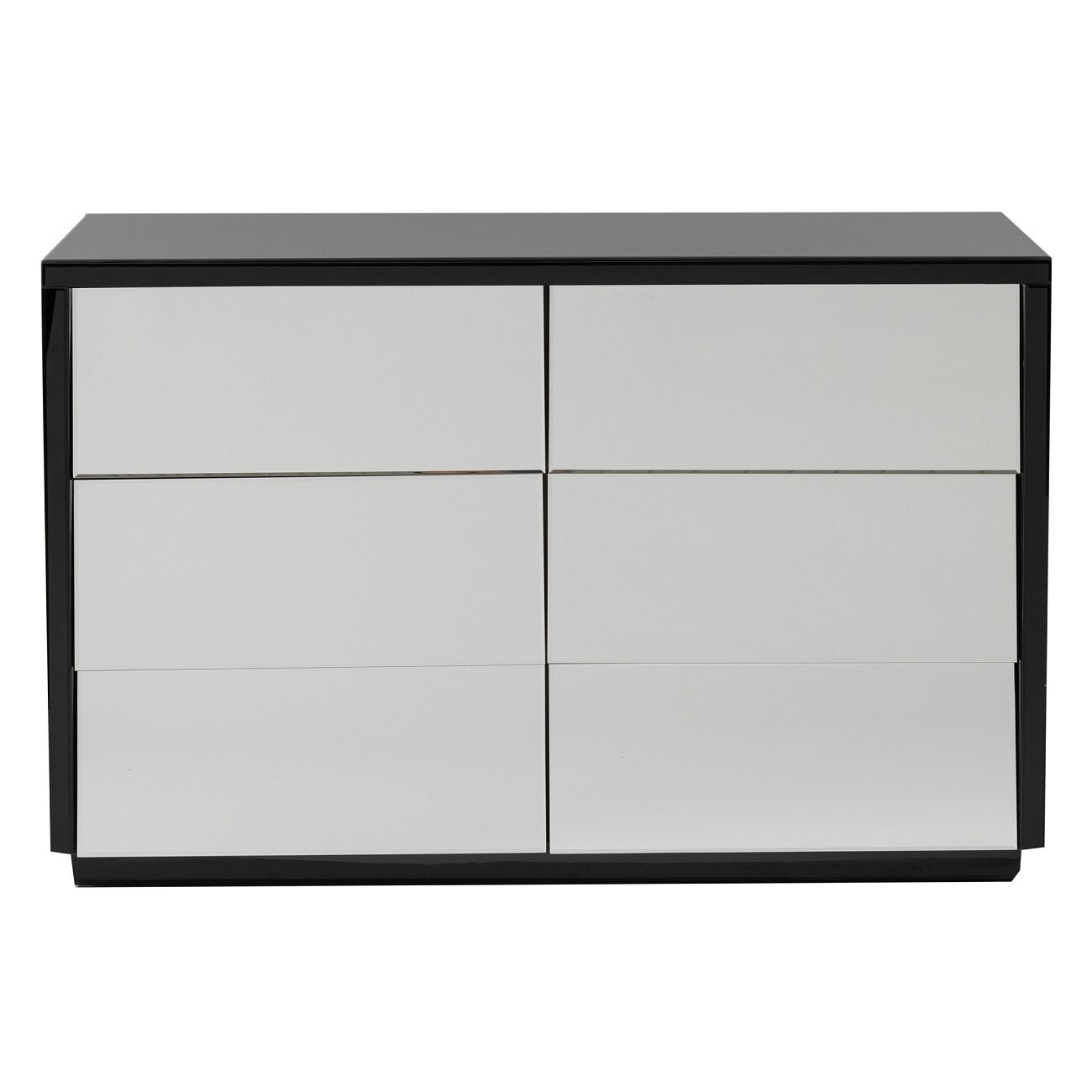 Комод для спальни с ящиками черный с зеркальными вставками - изображение 2