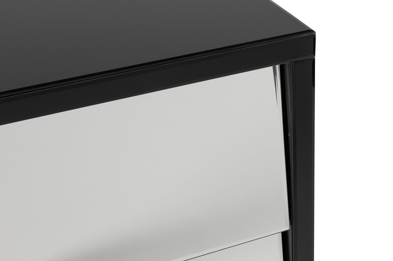 Комод для спальни с ящиками черный с зеркальными вставками - изображение 4