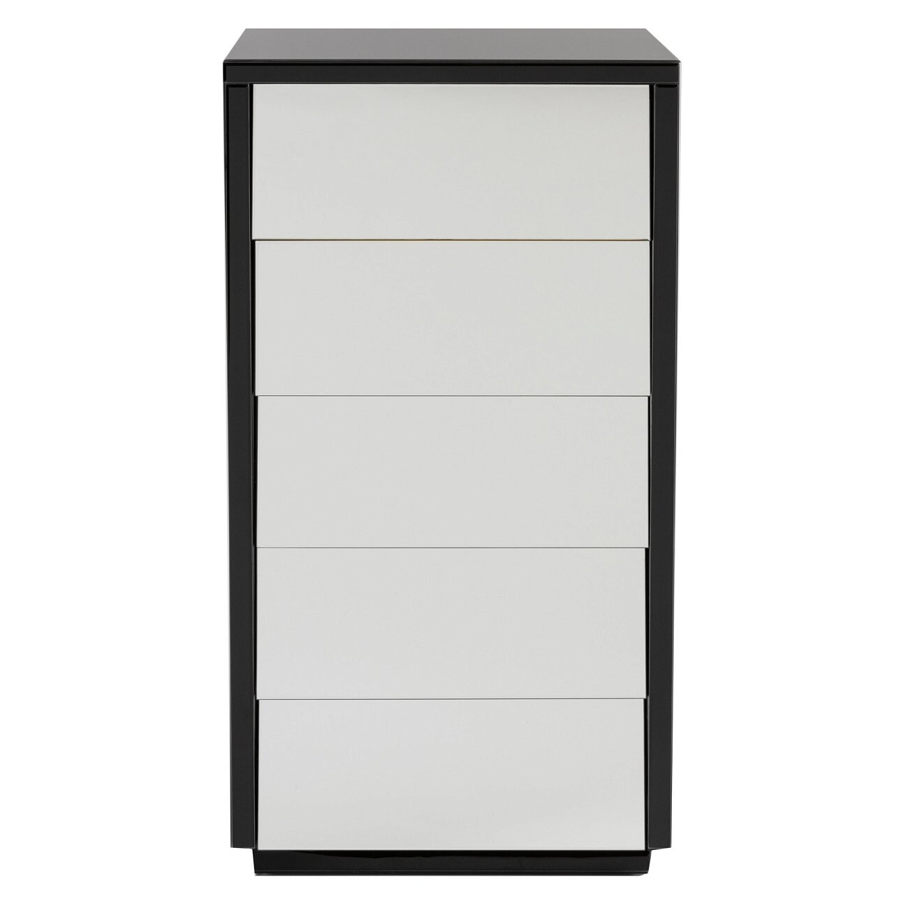 Комод высокий зеркальный с ящиками и черным корпусом  - изображение 2