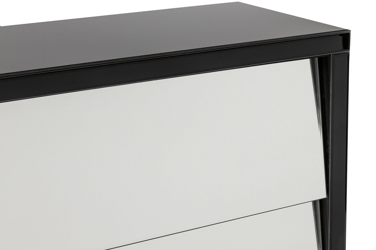 Комод высокий зеркальный с ящиками и черным корпусом  - изображение 3