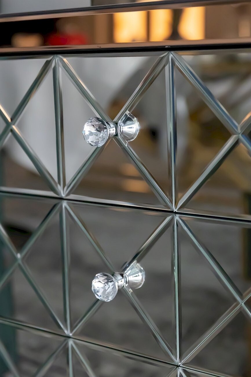 Комод с ящиками коричневый с зеркальными вставками - изображение 7