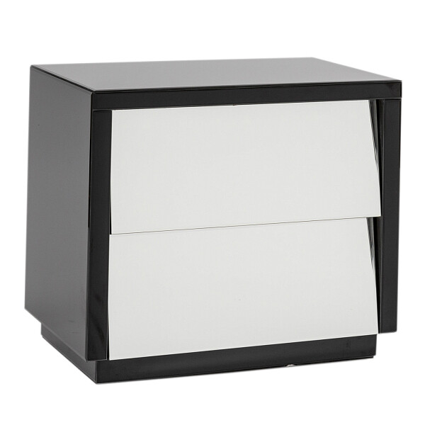 Прикроватная тумбочка с 2 ящиками черная зеркальная Nightstand  - изображение 1