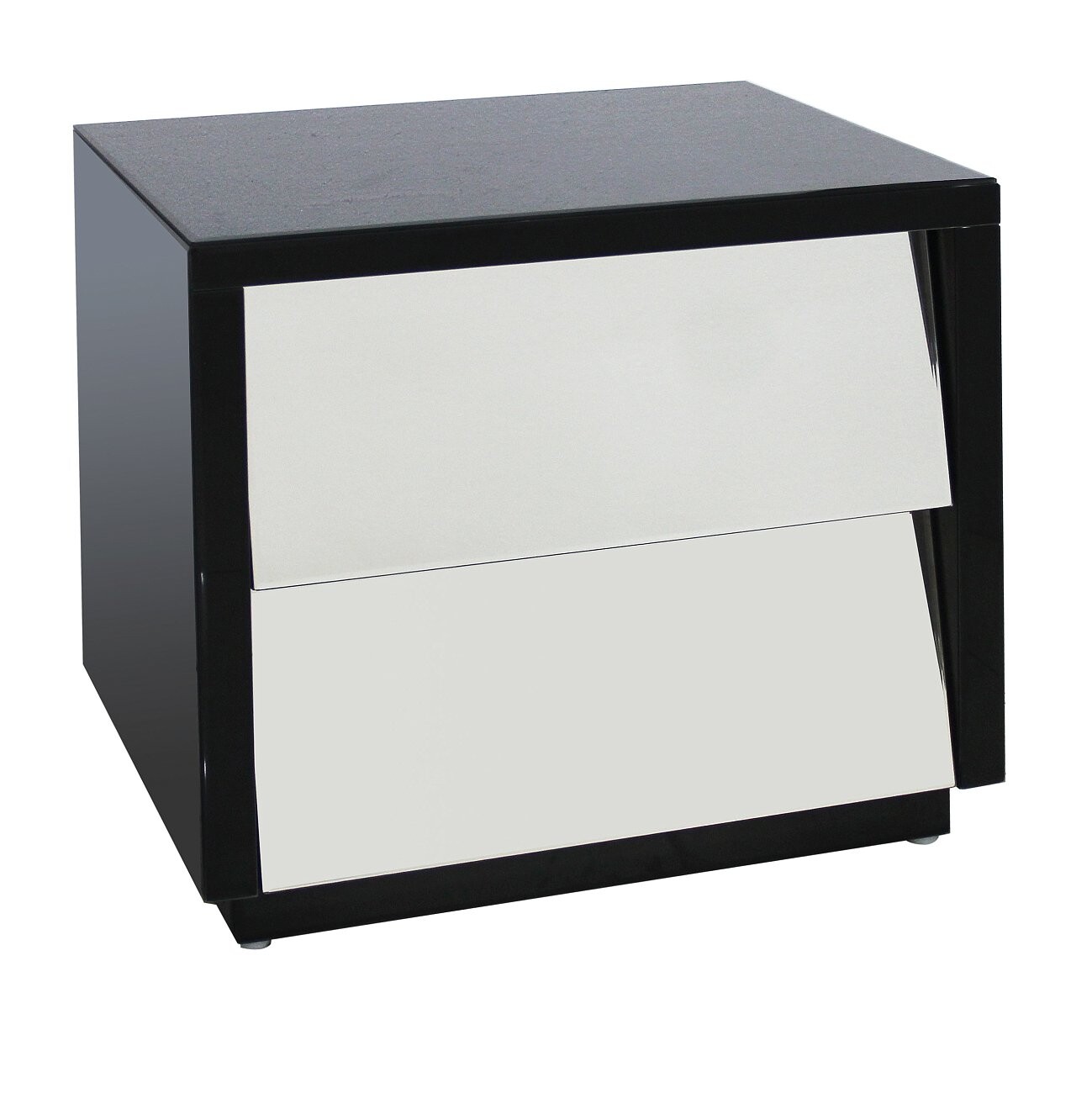 Прикроватная тумбочка с 2 ящиками черная зеркальная Nightstand  - изображение 2