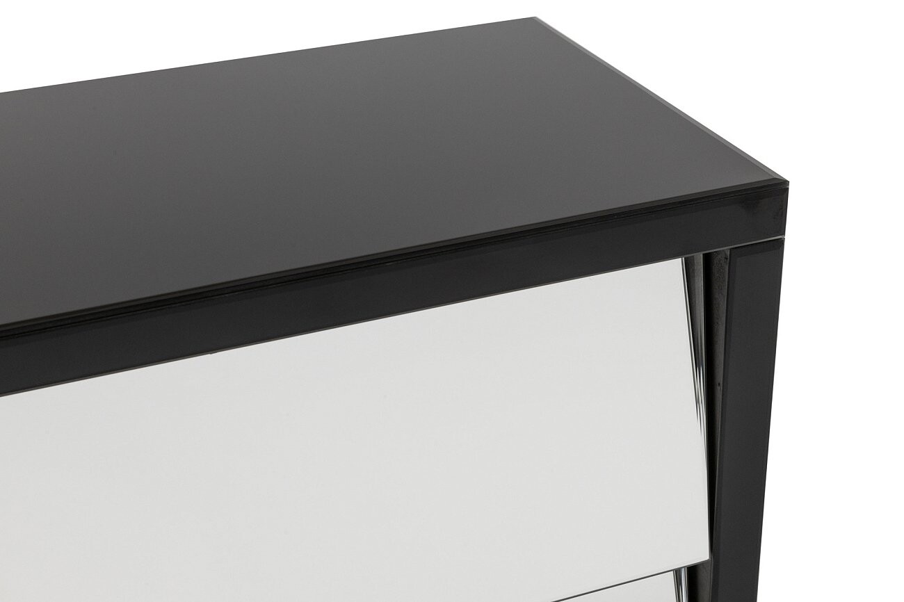 Прикроватная тумбочка с 2 ящиками черная зеркальная Nightstand  - изображение 4