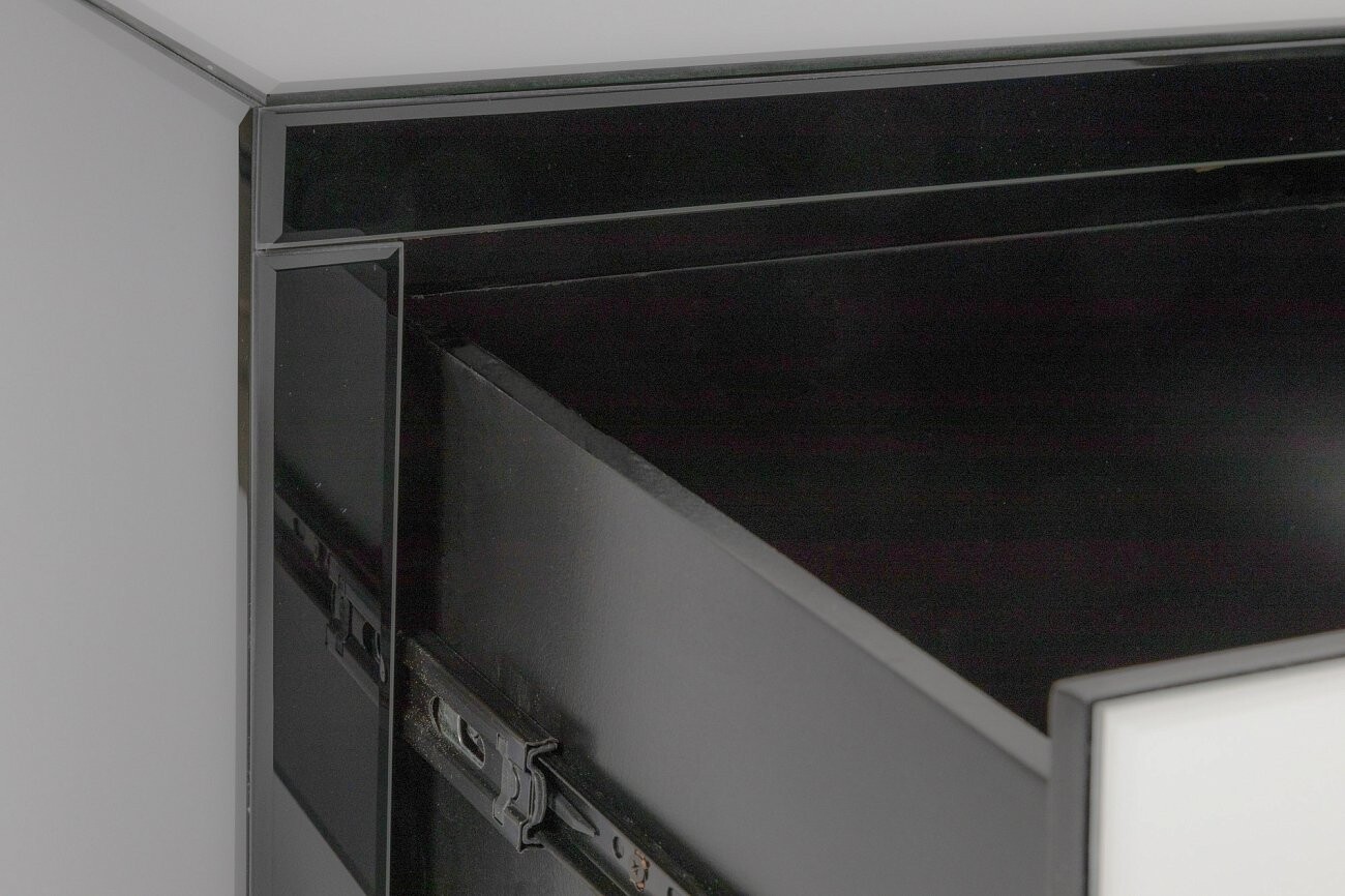 Прикроватная тумбочка с 2 ящиками черная зеркальная Nightstand  - изображение 5