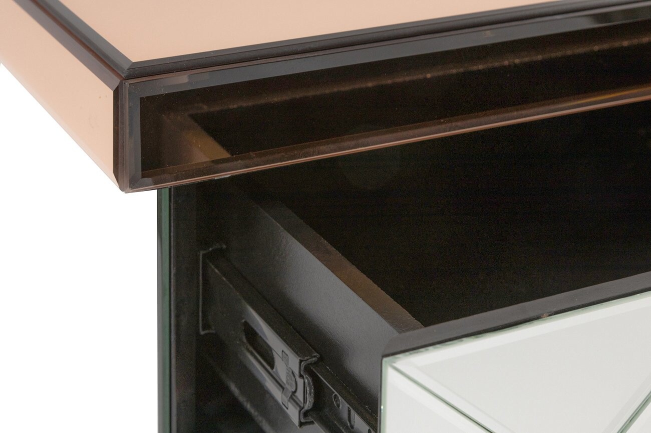 Прикроватная тумбочка с 3 ящиками коричневая с зеркальными вставками Nightstand - изображение 5