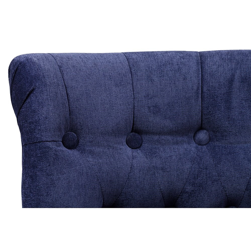 Кресло мягкое с деревянными ножками синее Dawson - изображение 5