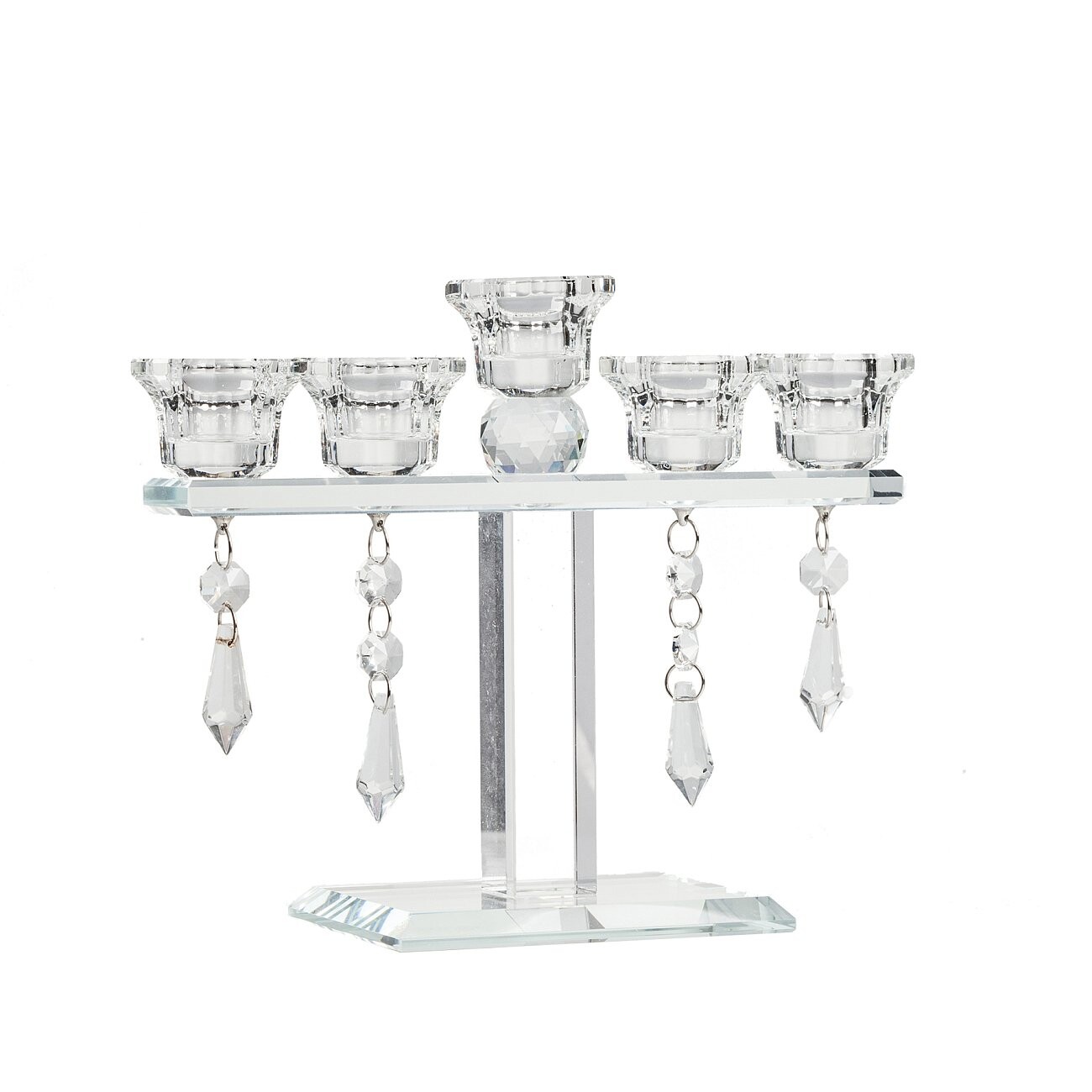 Подсвечник стеклянный прозрачный с подвесками на 5 свечей Atomic - изображение 3