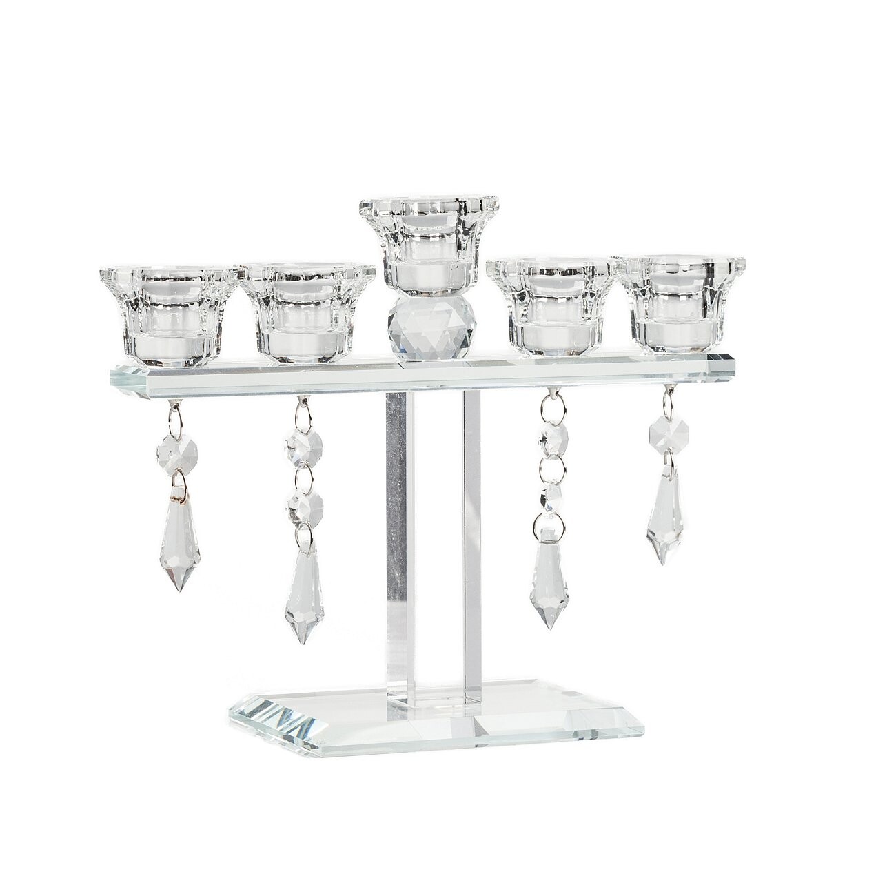 Подсвечник стеклянный прозрачный с подвесками на 5 свечей Atomic - изображение 4