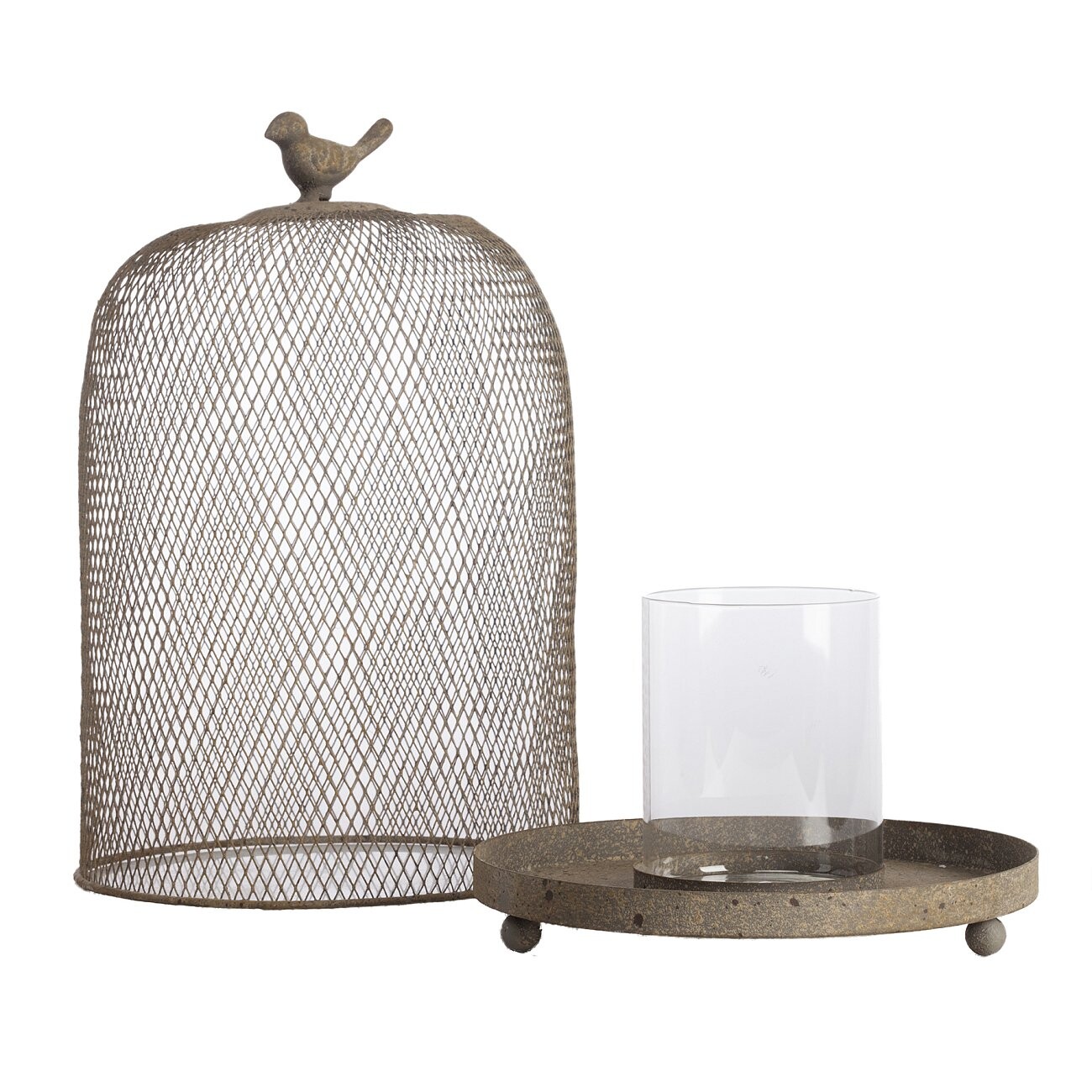 Подсвечник-клетка металлический коричневый с птицей 33 см Bennett - изображение 3