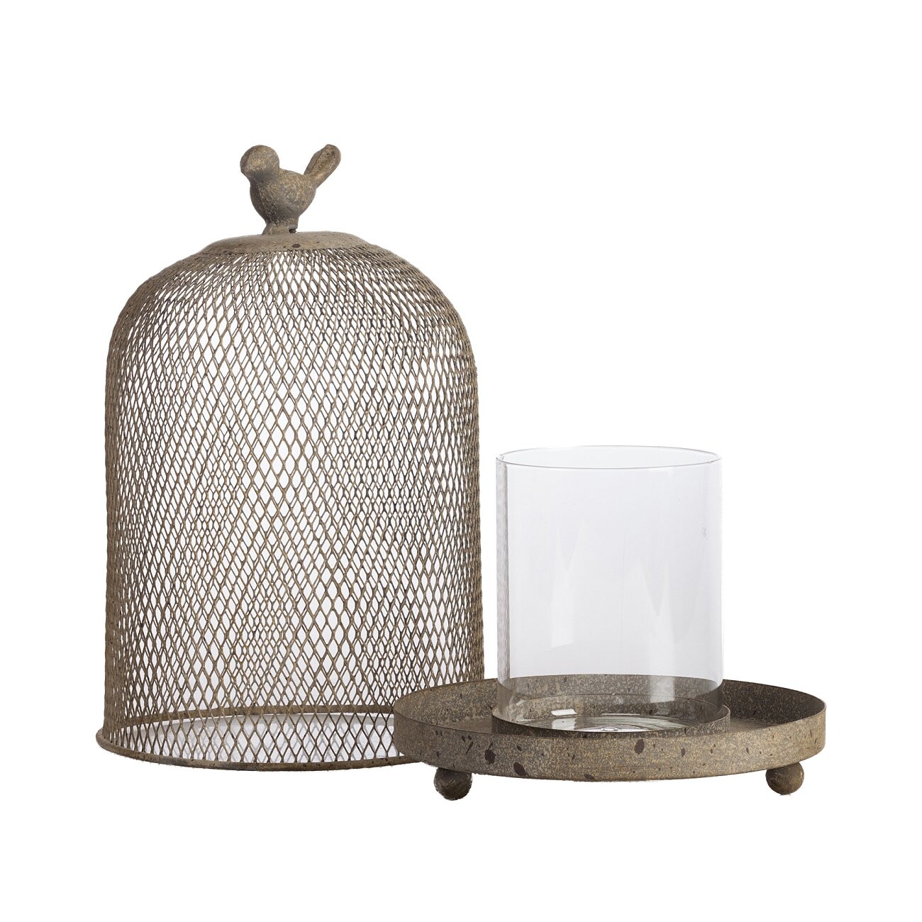 Подсвечник-клетка металлический коричневый с птицей 25,8 см Bennett - изображение 3