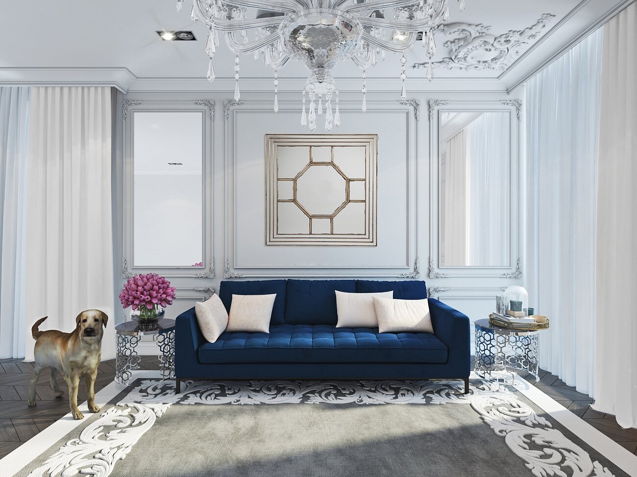 Зеркало большое квадратное с декором "Восьмигранник" Eloise - изображение 2