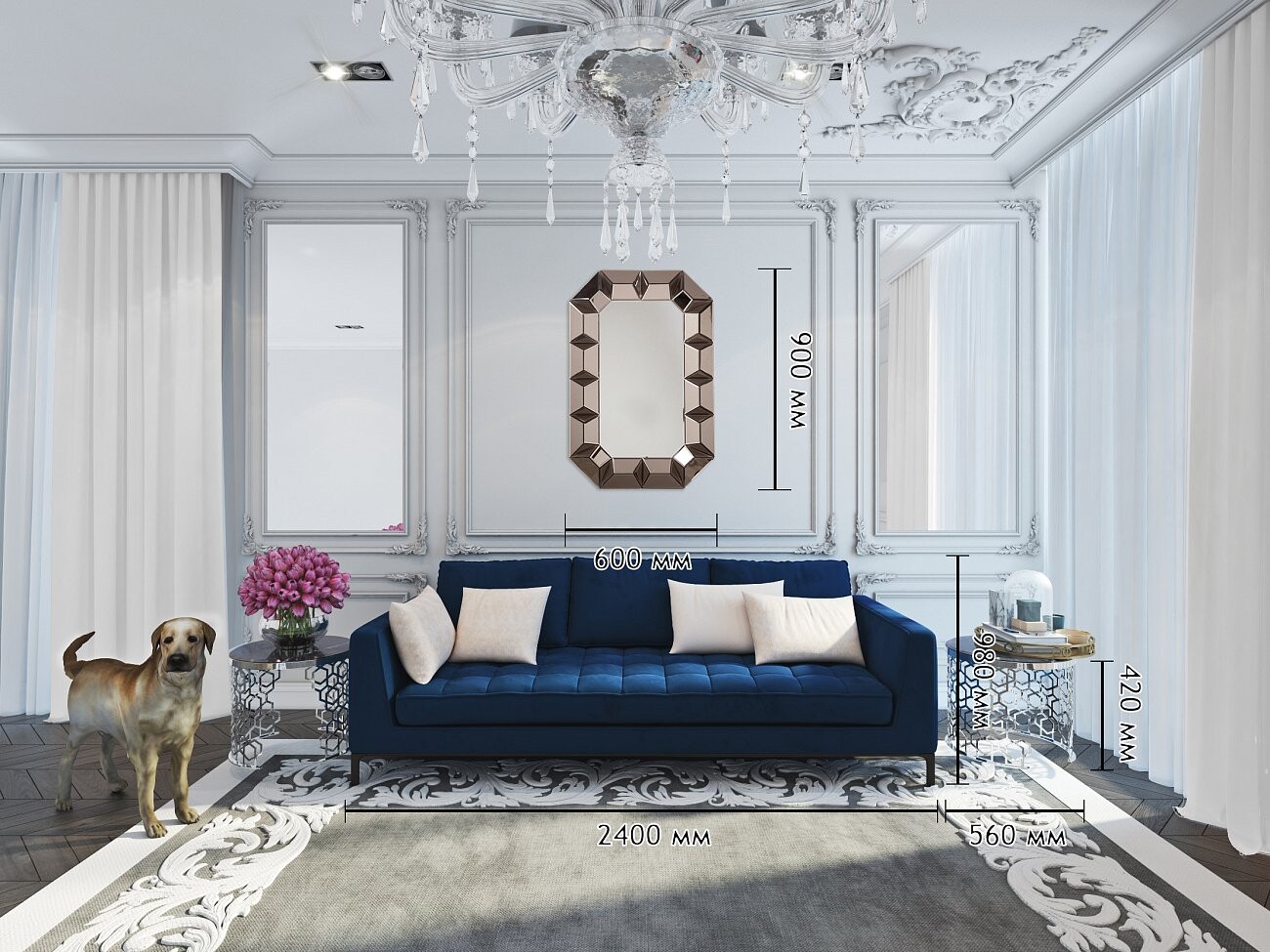 Зеркало прямоугольное настенное бронза Liza - изображение 4