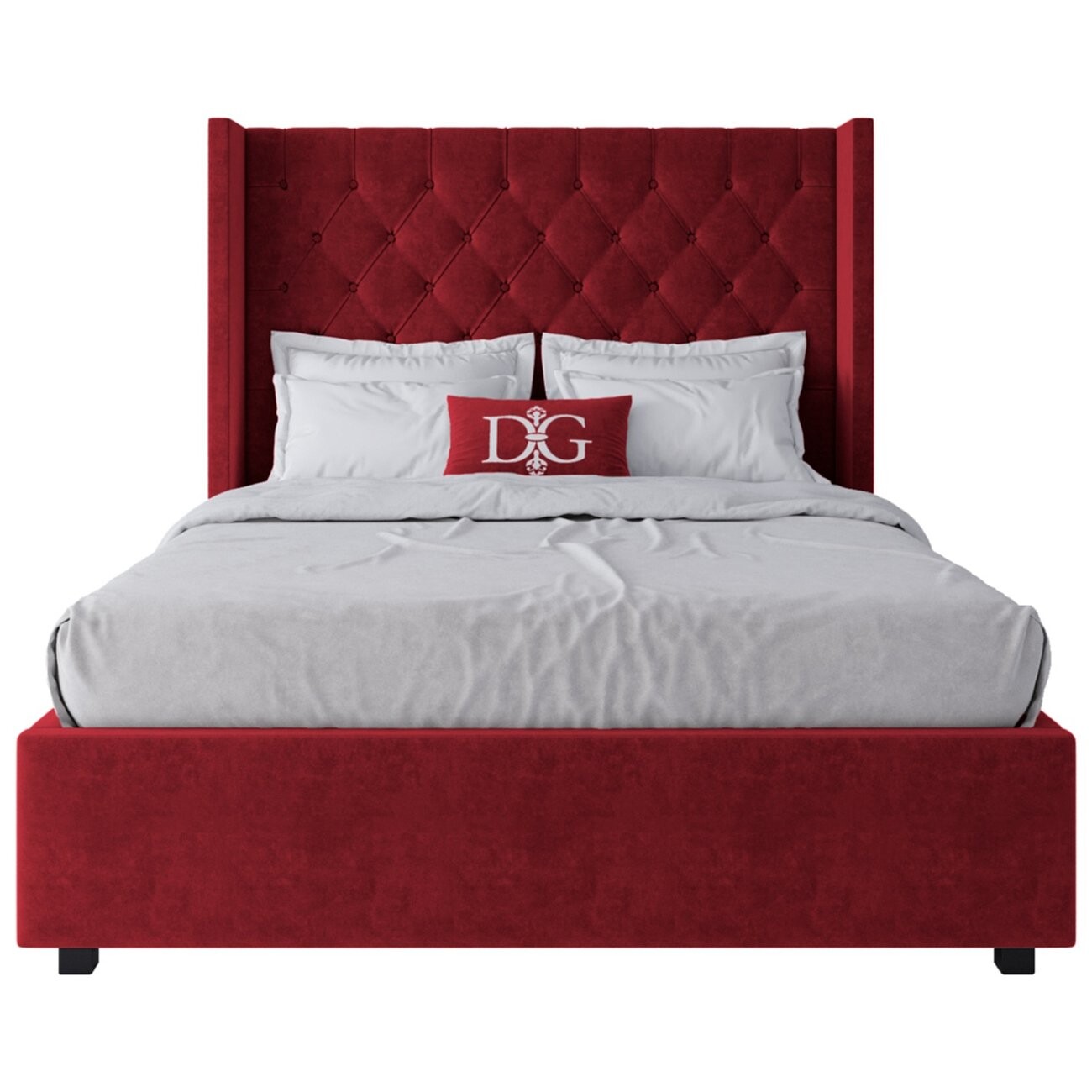Кровать подростковая 140х200 красная с каретной стяжкой без гвоздиков Wing-2 - изображение 2