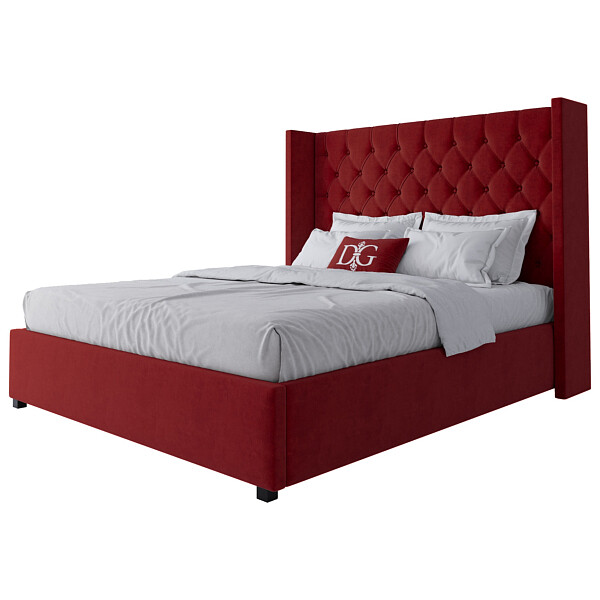 Кровать двуспальная с мягким изголовьем 160х200 красная Wing-2 - изображение 1