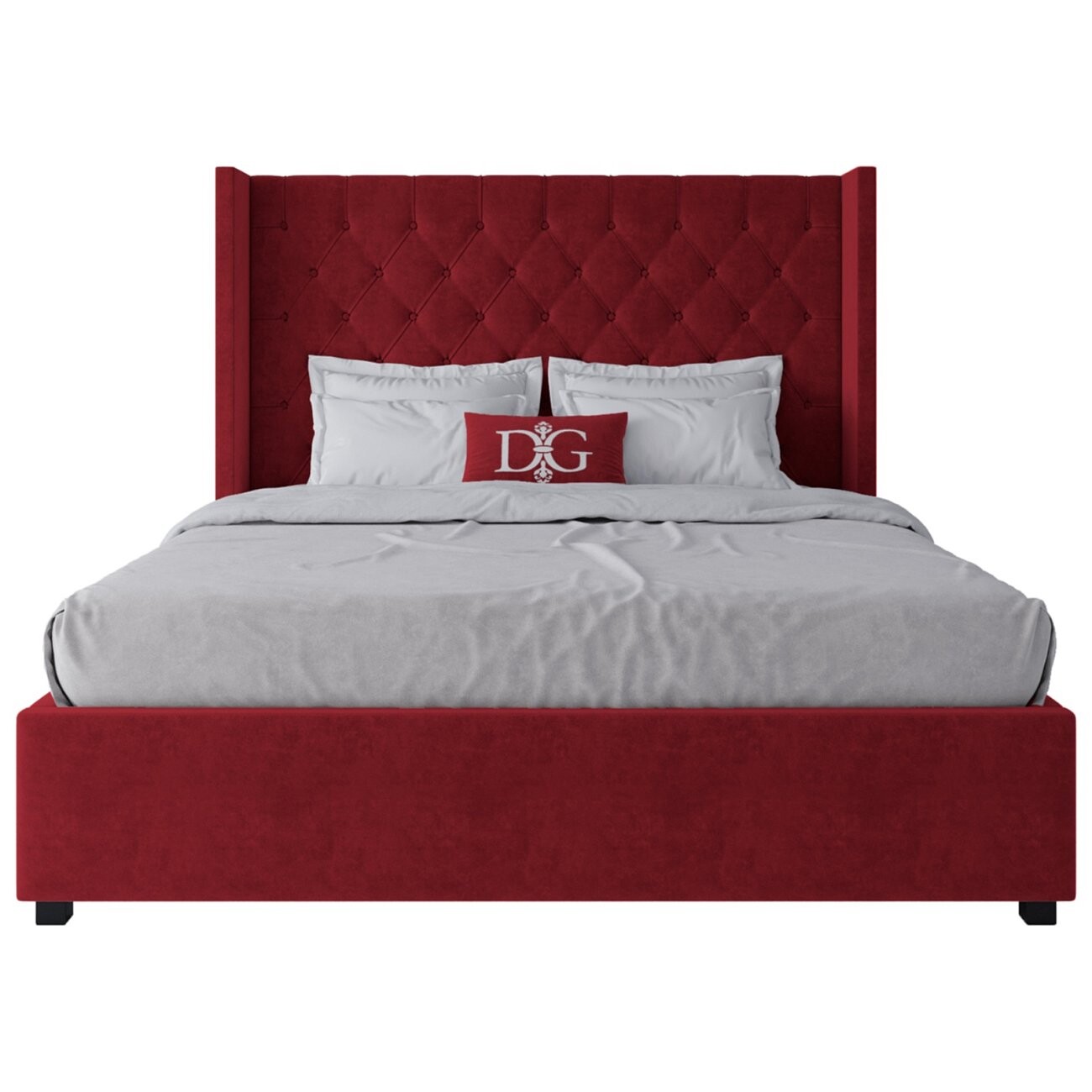 Кровать двуспальная с мягким изголовьем 160х200 красная Wing-2 - изображение 2