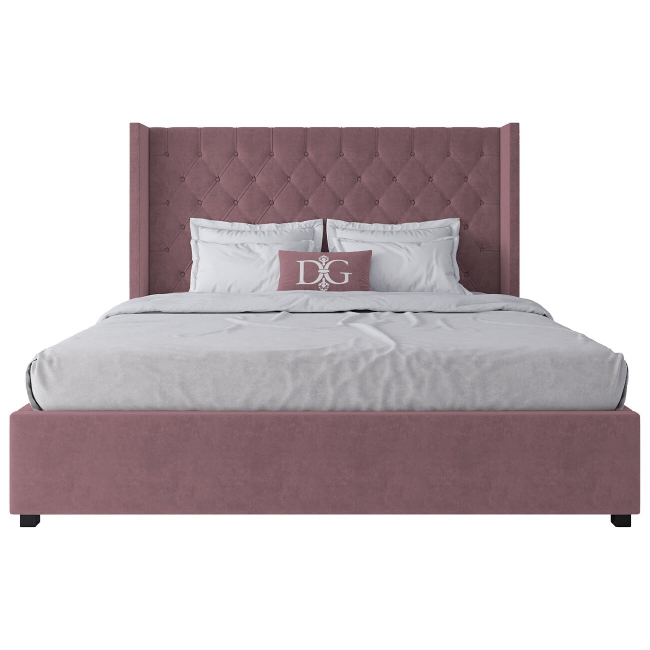 Кровать двуспальная с мягким изголовьем 180х200 пыльная роза Wing-2 - изображение 2