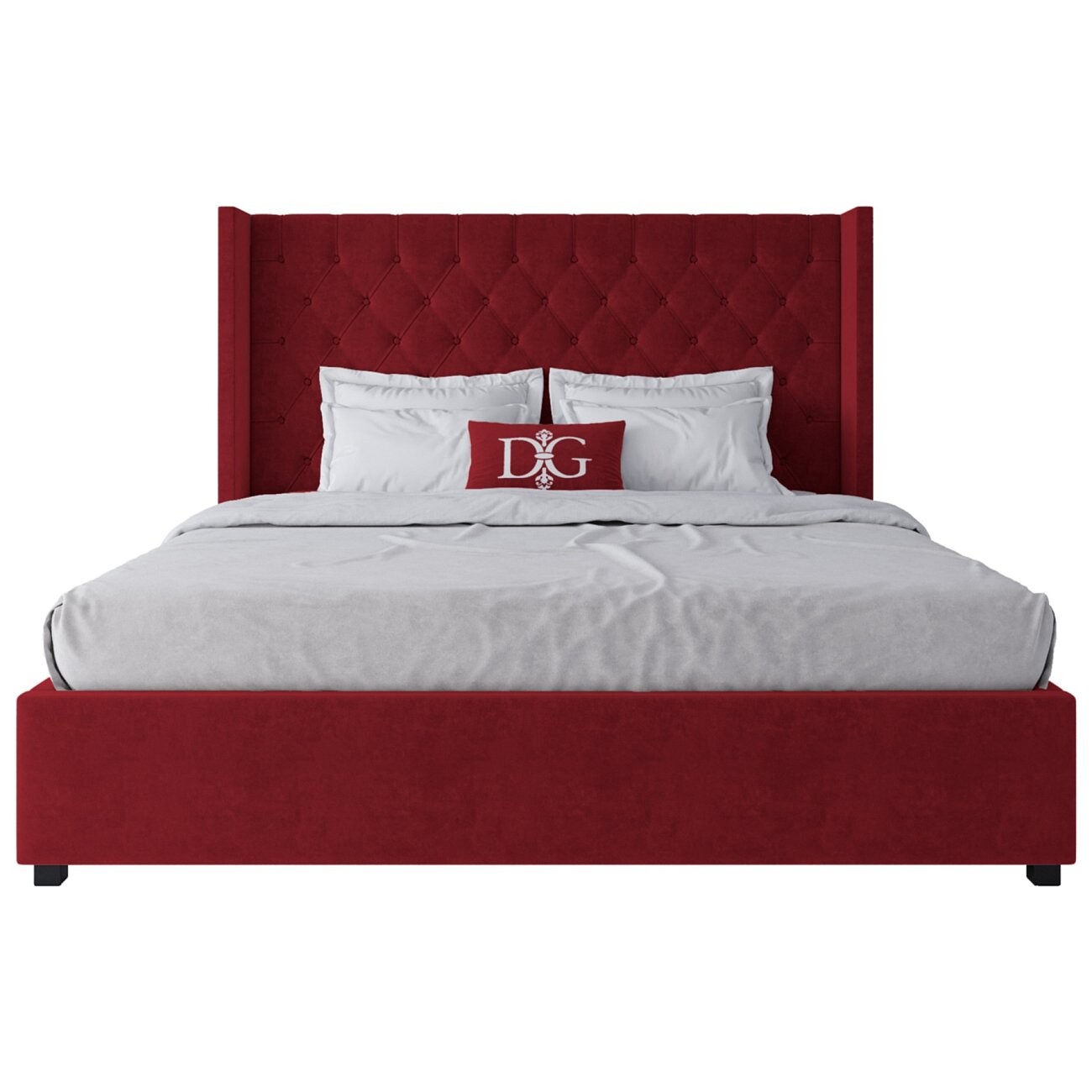 Кровать двуспальная с мягким изголовьем 180х200 красная Wing-2 - изображение 2