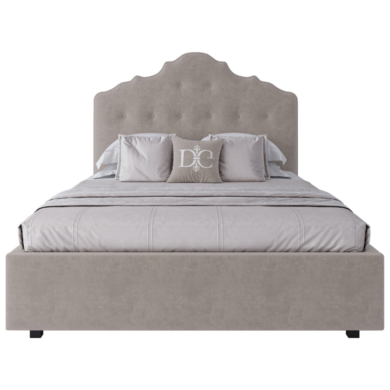 Кровать подростковая из велюра 140х200 светло-бежевая Palace - изображение 2