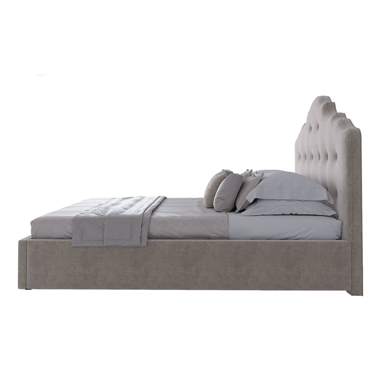 Кровать подростковая из велюра 140х200 светло-бежевая Palace - изображение 3