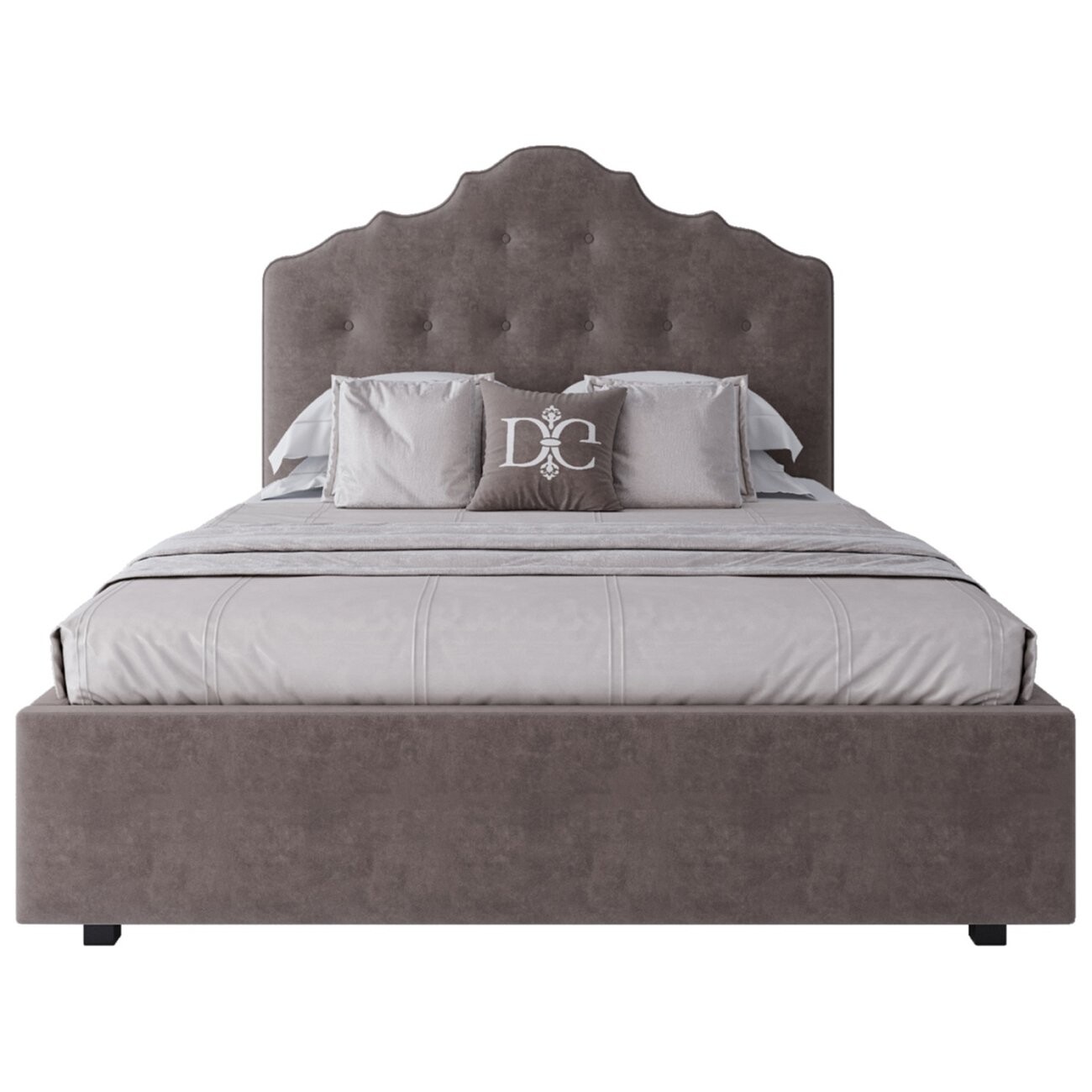 Кровать полутораспальная подростковая с мягким изголовьем 140х200 серо-коричневая Palace - изображение 2