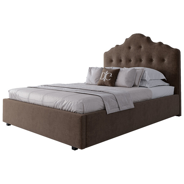 Кровать полутораспальная подростковая с мягким изголовьем 140х200 коричневая Palace - изображение 1