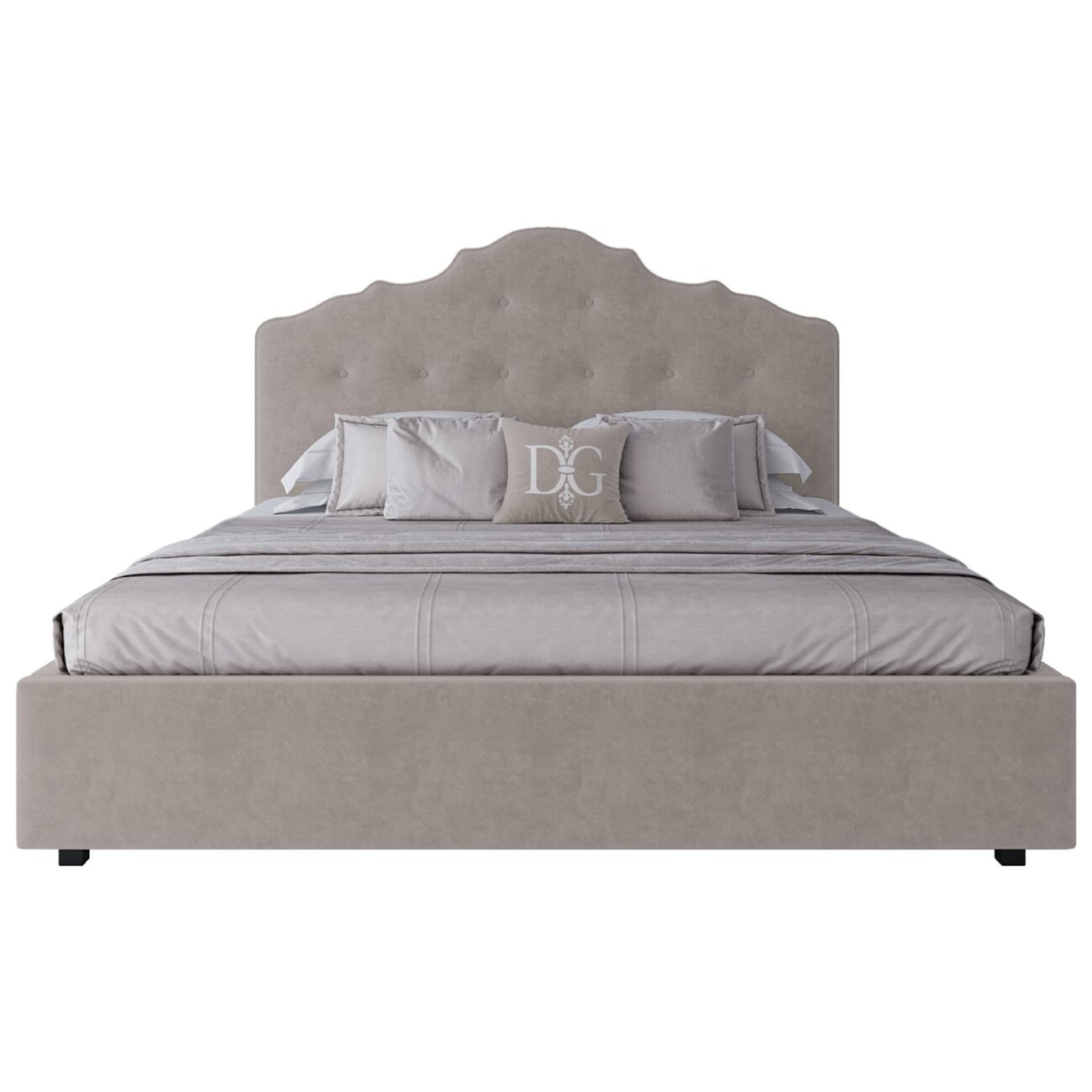 Кровать двуспальная 180х200 светло-бежевая с фигурным изголовьем Palace - изображение 2