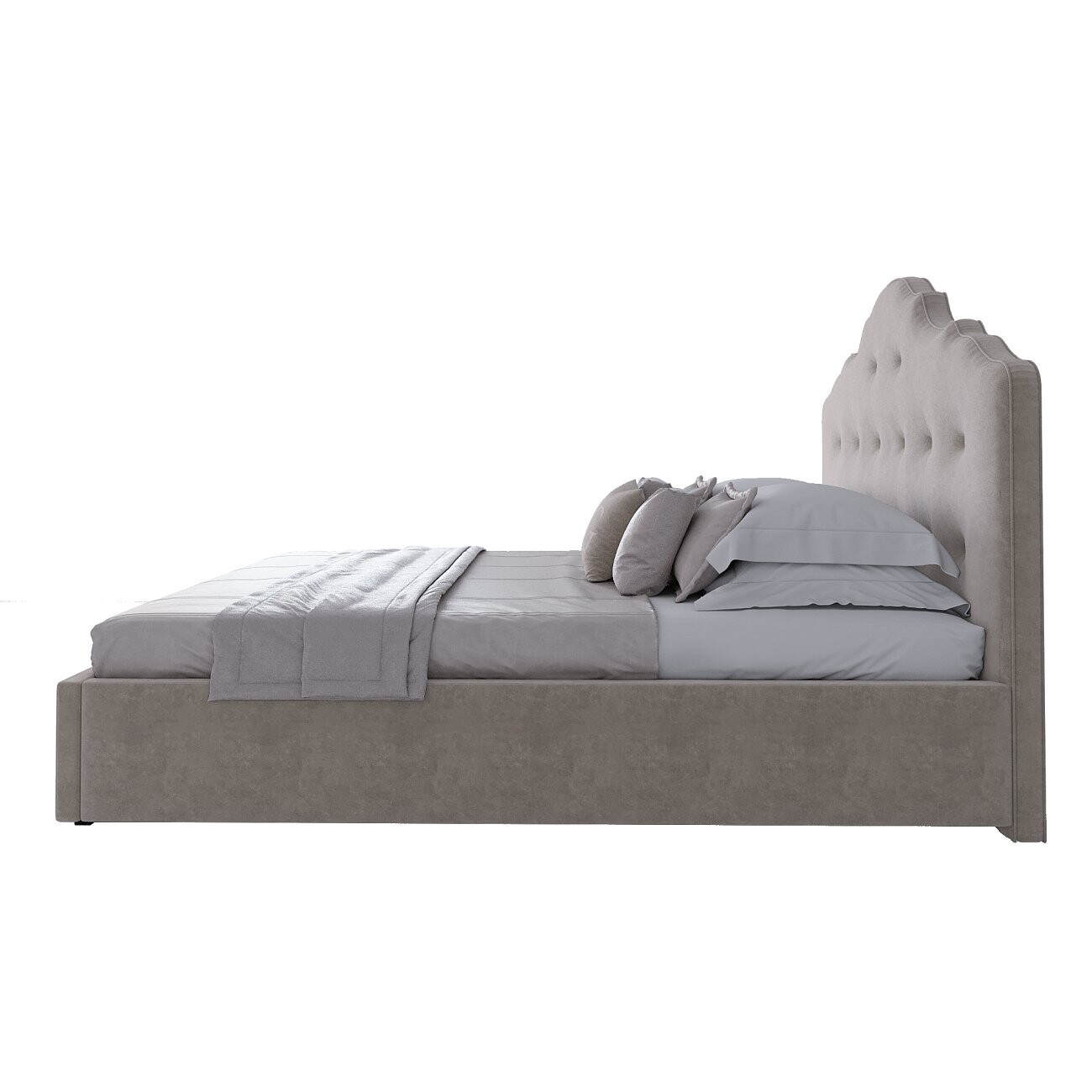 Кровать двуспальная 180х200 светло-бежевая с фигурным изголовьем Palace - изображение 3