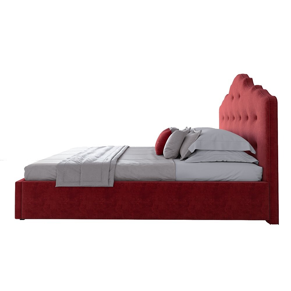 Кровать двуспальная с мягким изголовьем 180х200 см красная Palace