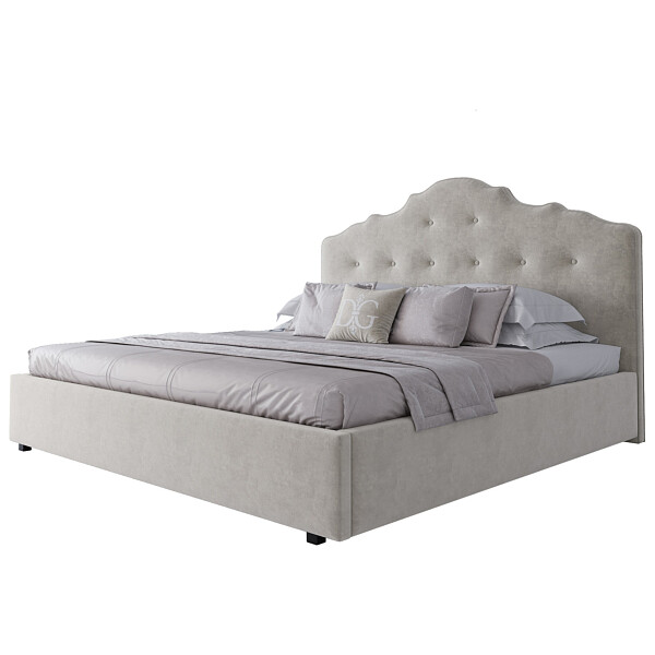 Кровать евро с мягким изголовьем 200х200 молочная Palace - изображение 1