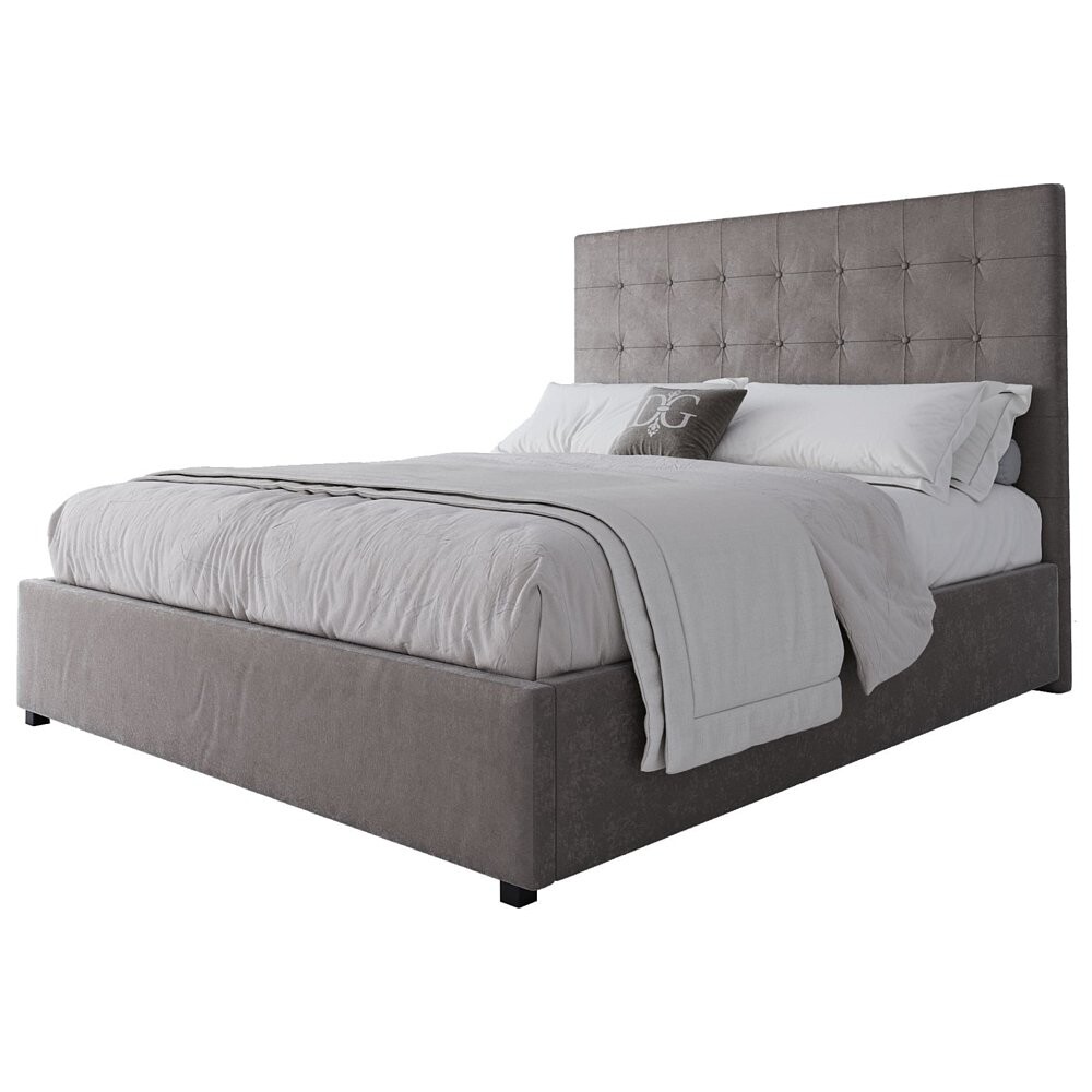 Кровать двуспальная с мягким изголовьем 160х200 см светло-коричневая Royal Black
