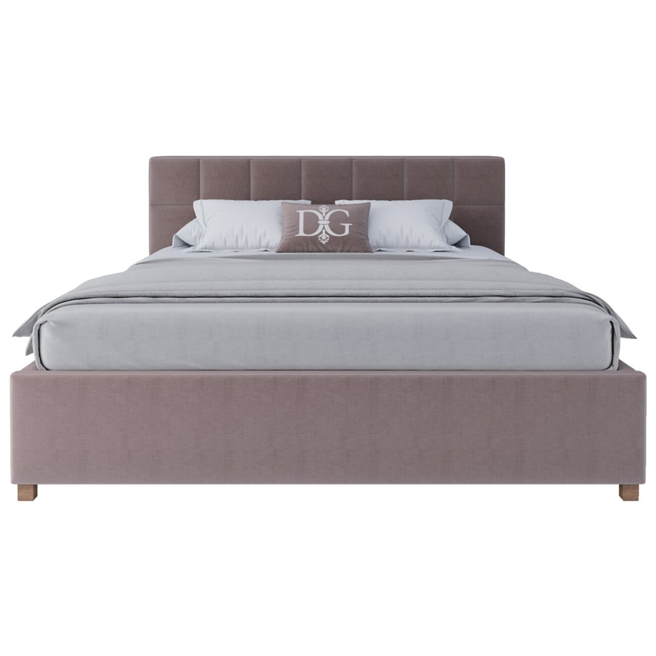 Кровать двуспальная с мягким изголовьем 160х200 пыльная роза Wales - изображение 2